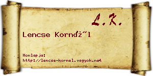 Lencse Kornél névjegykártya